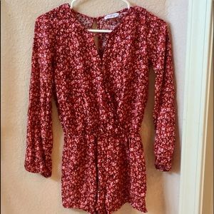 Socialite Red Floral Romper